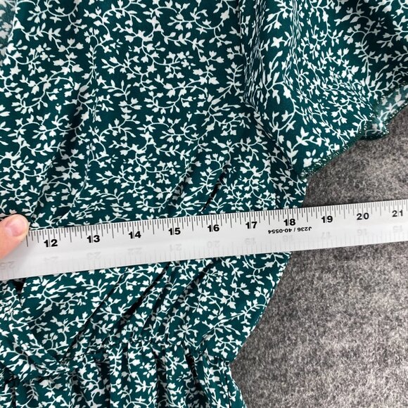 SheIn Dress Women S Small Green Floral Sheath Midi V-Neck Short Sleeve Casual - Picture 3 of 6